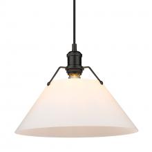  3306-L BLK-OP - Orwell 14" Wide Large Pendant in Matte Black with Opal Glass